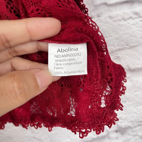 J5017 Abollria red floral lace short sleeve open front bolero size XXL - Picture 3 of 6